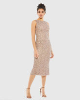 Sleeveless Sequined Midi Sheath Dress