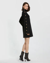 Black Long Sleeve Mini Knit Dress With Sleeve Detail