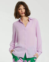 The Bentley Long Sleeve Button Up Georgette Blouse - FINAL SALE