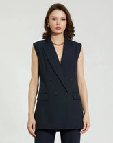 Tailored Crepe Sleeveless Blazer Vest - FINAL SALE