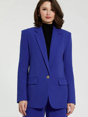 Blue Classic Tailored Crepe Blazer Jacket - FINAL SALE