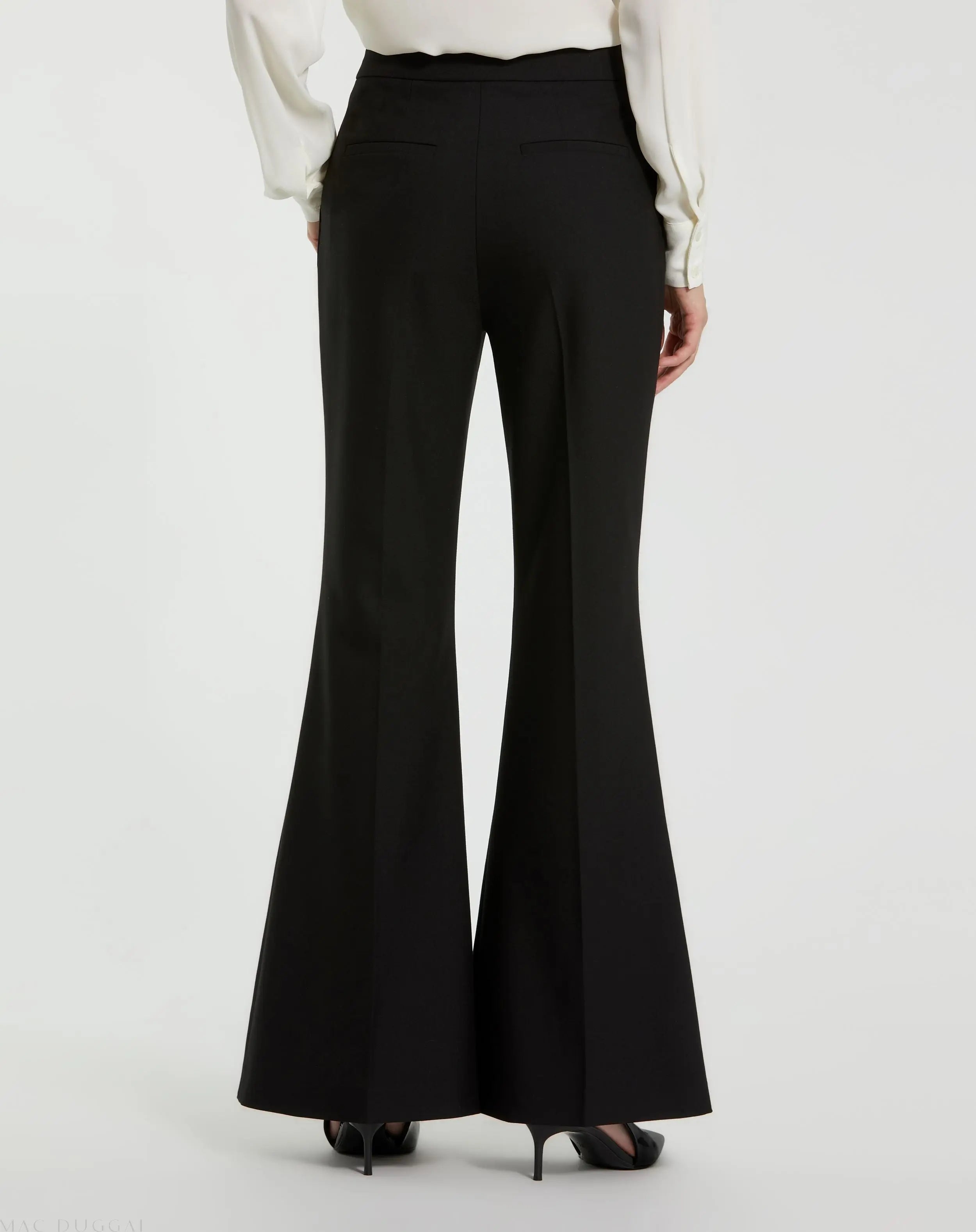 Black Classic Crepe Flared Trouser Pant - FINAL SALE