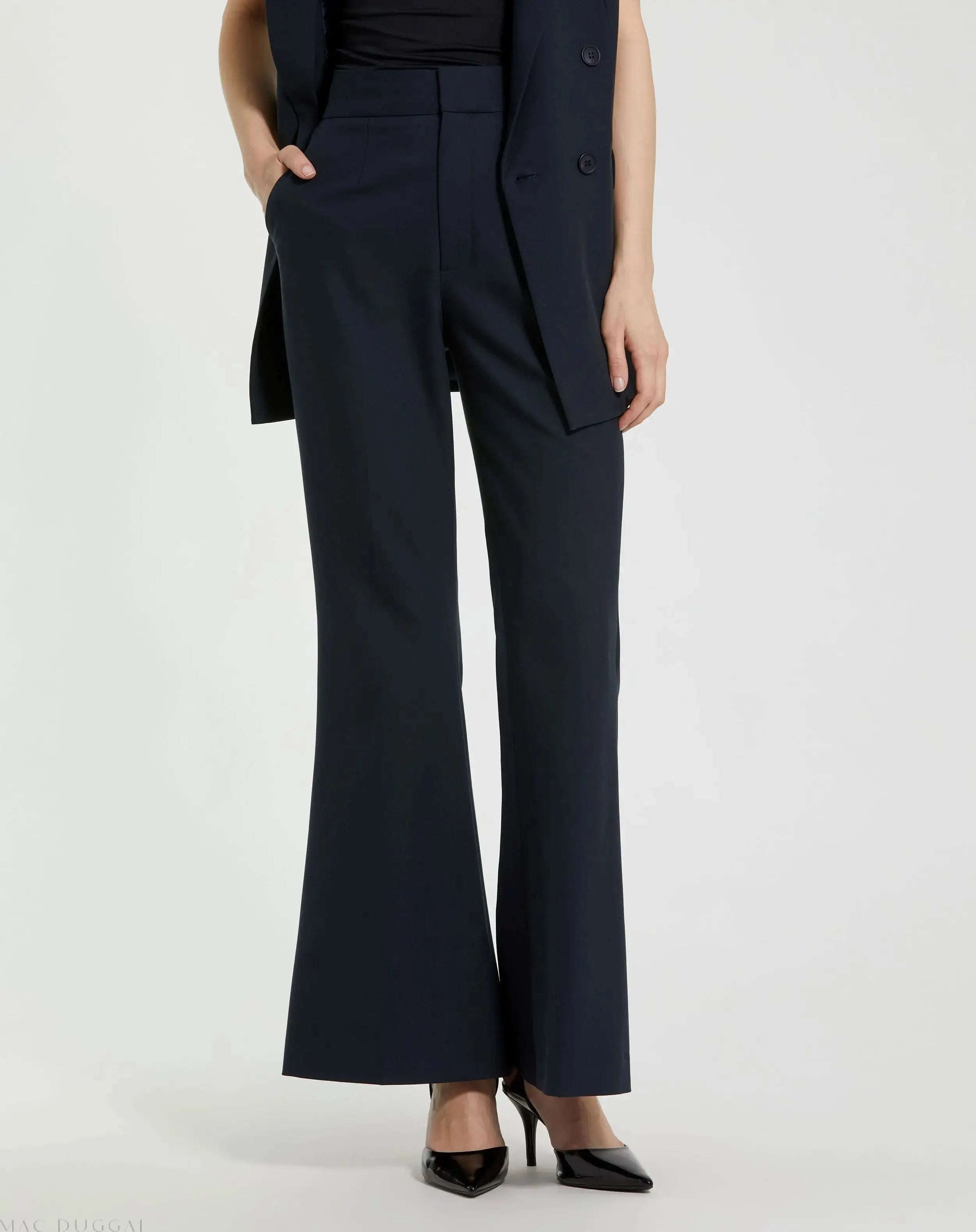 Classic Crepe Flared Leg Trouser Pant