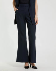 Navy Classic Crepe Flared Trouser Pant - FINAL SALE