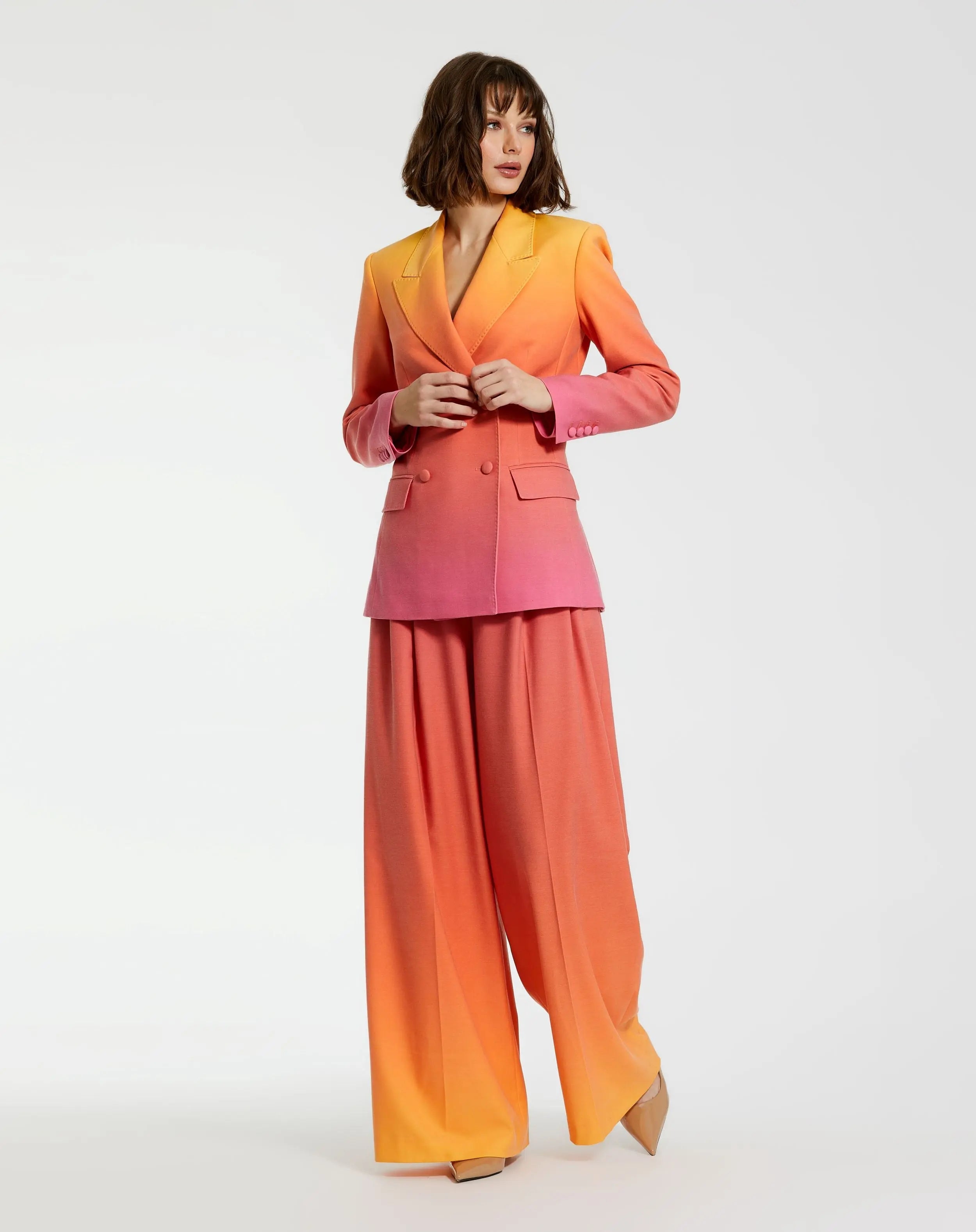 Multicolor Ombre Crepe Wide Leg Trouser Pant - FINAL SALE