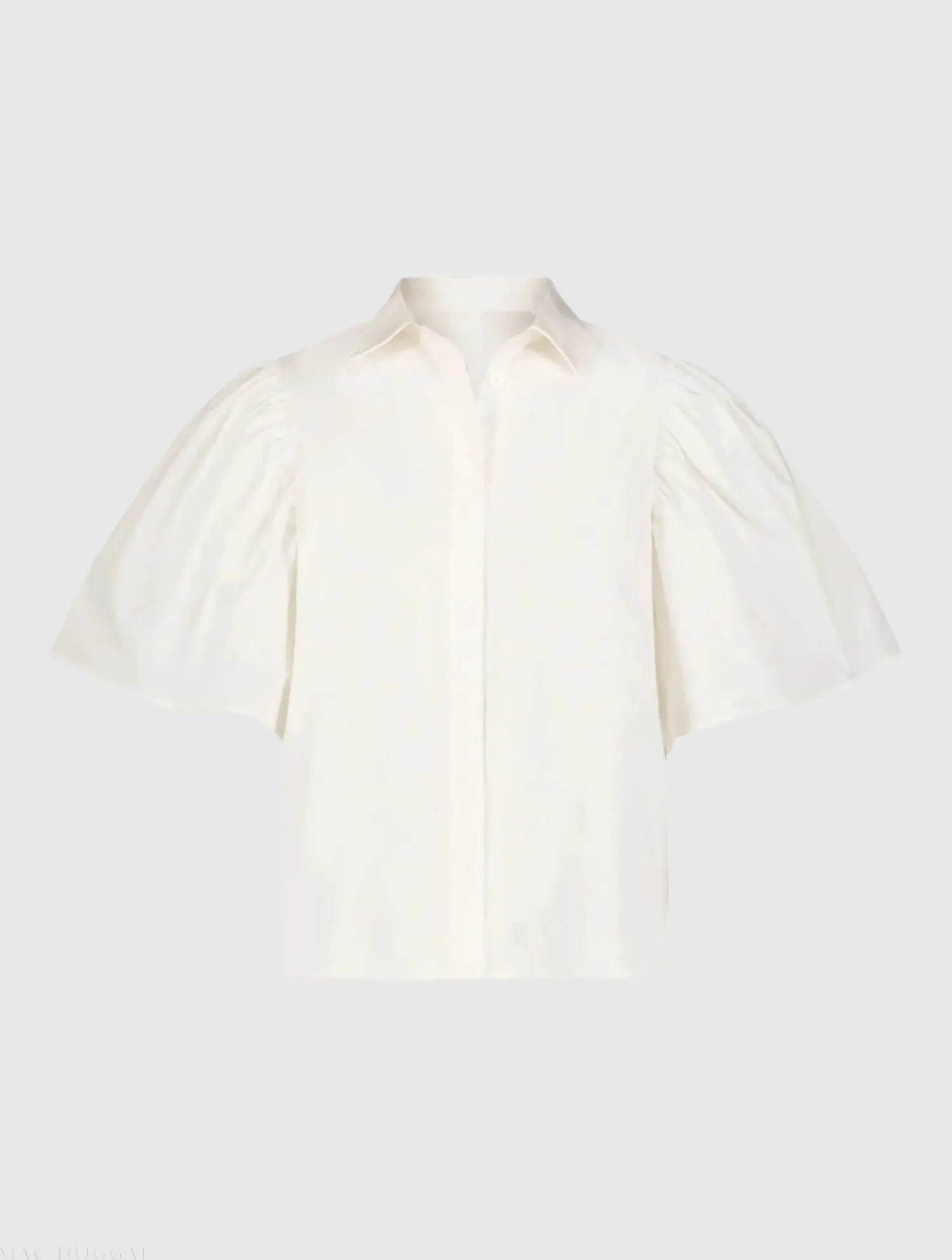White Cotton Flare Ruffle Sleeve Button Up Top - FINAL SALE