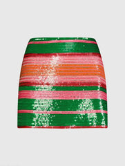 Multicolor Sequin Striped Mini Skirt - Final Sale