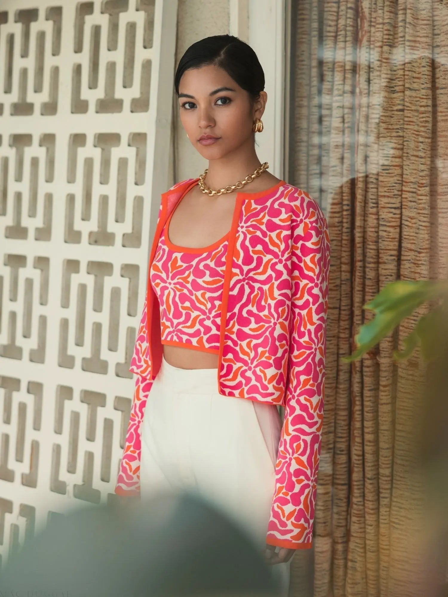 Multicolor Long Sleeve Knit Floral Cardigan