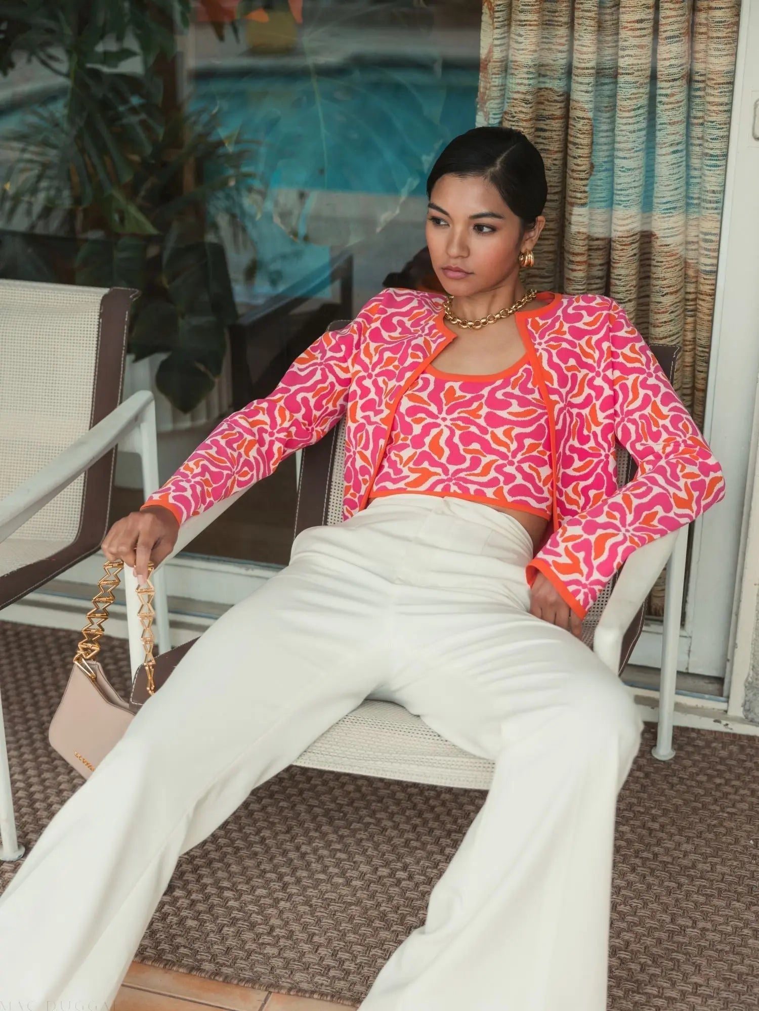 Multicolor Long Sleeve Knit Floral Cardigan